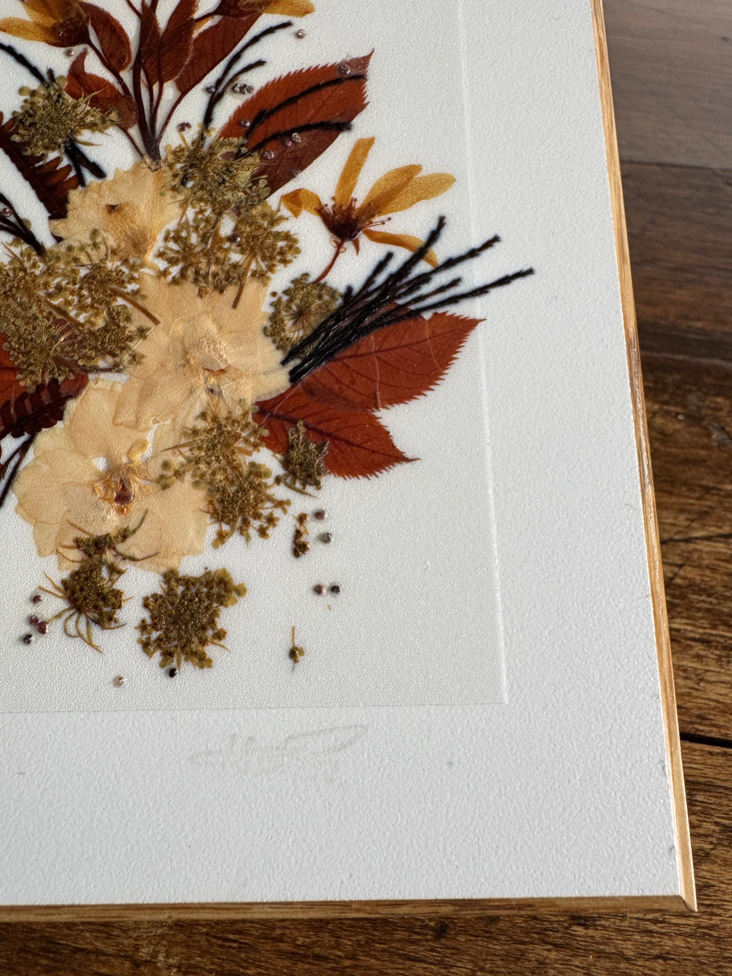 Vintage Henni Original Rectangle Pressed Flower Art