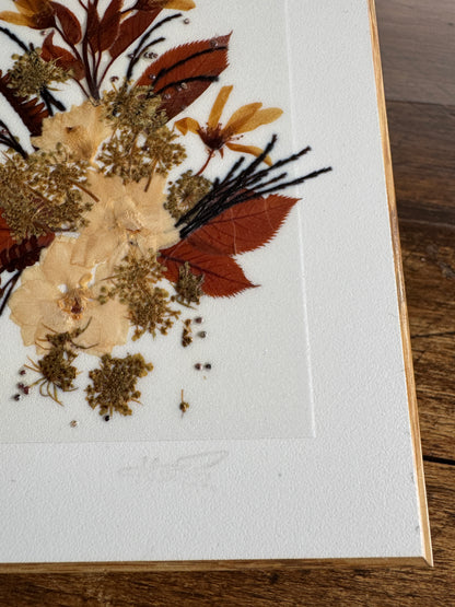 Vintage Henni Original Rectangle Pressed Flower Art