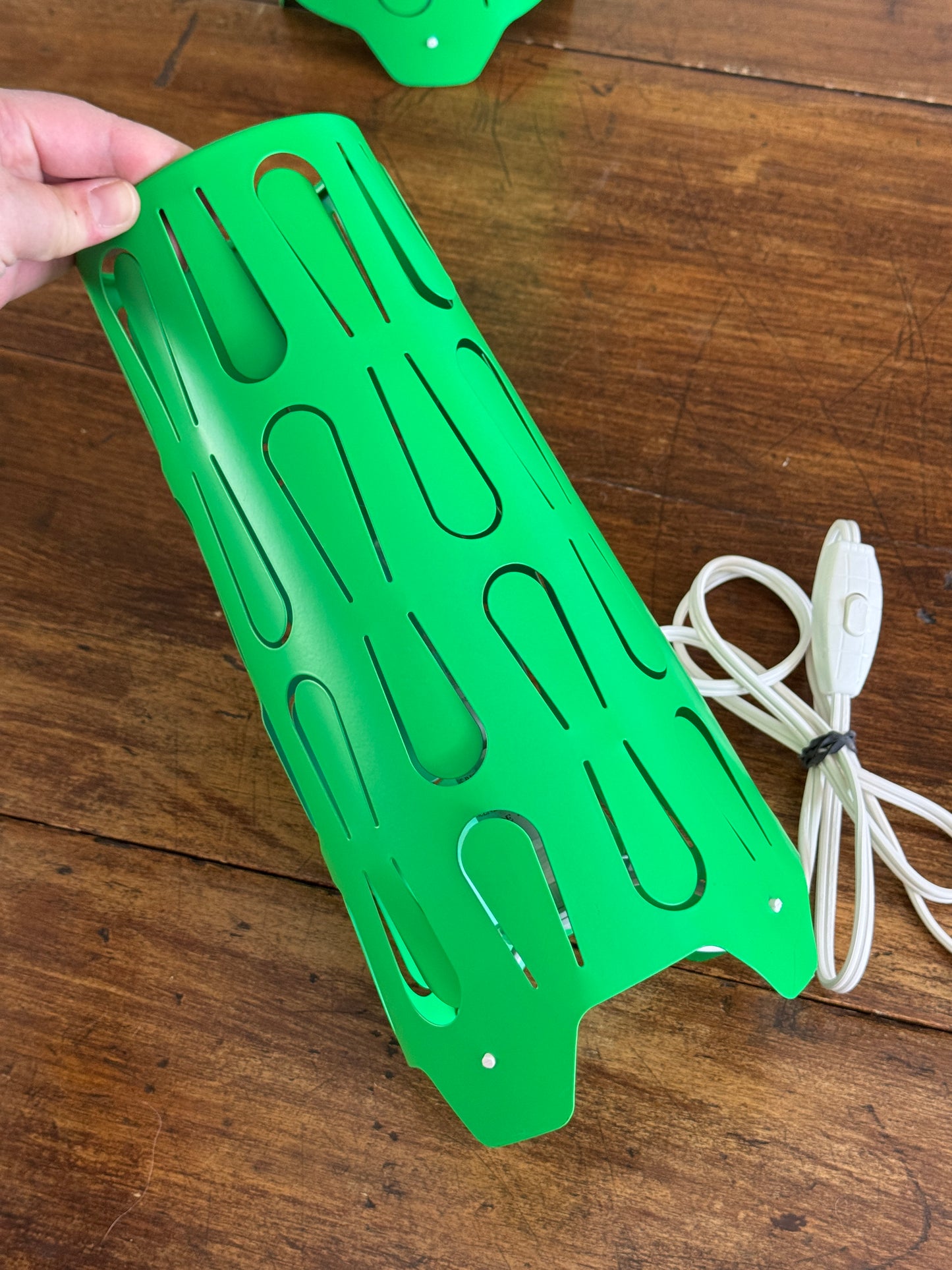 Pair of Vintage IKEA Lamps - Kajuta Retro Green Metal Cut Out Design Table Lamps