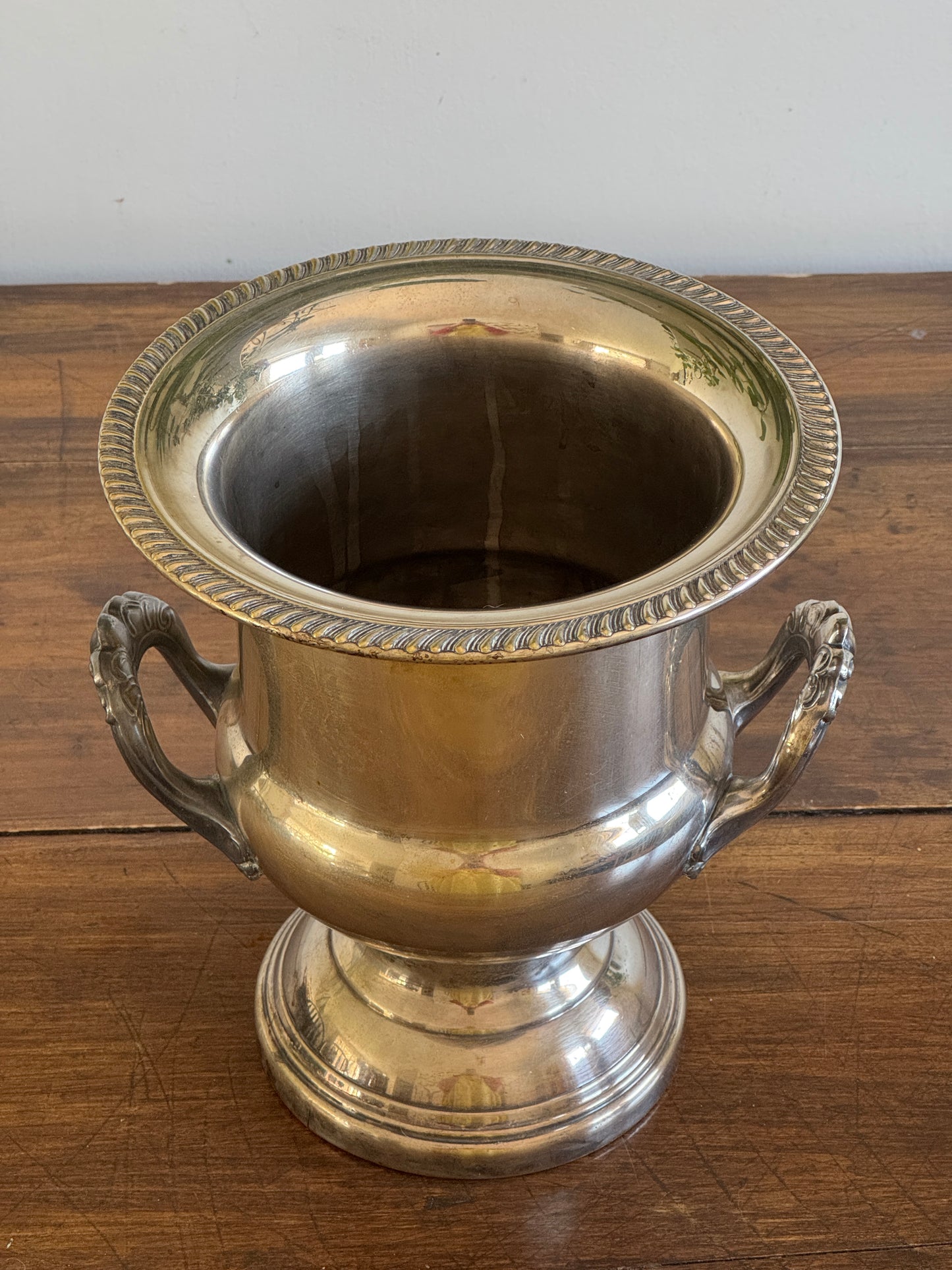 Vintage Leonard Silverplated Champagne Ice Bucket with Double Handled and Fluted Design