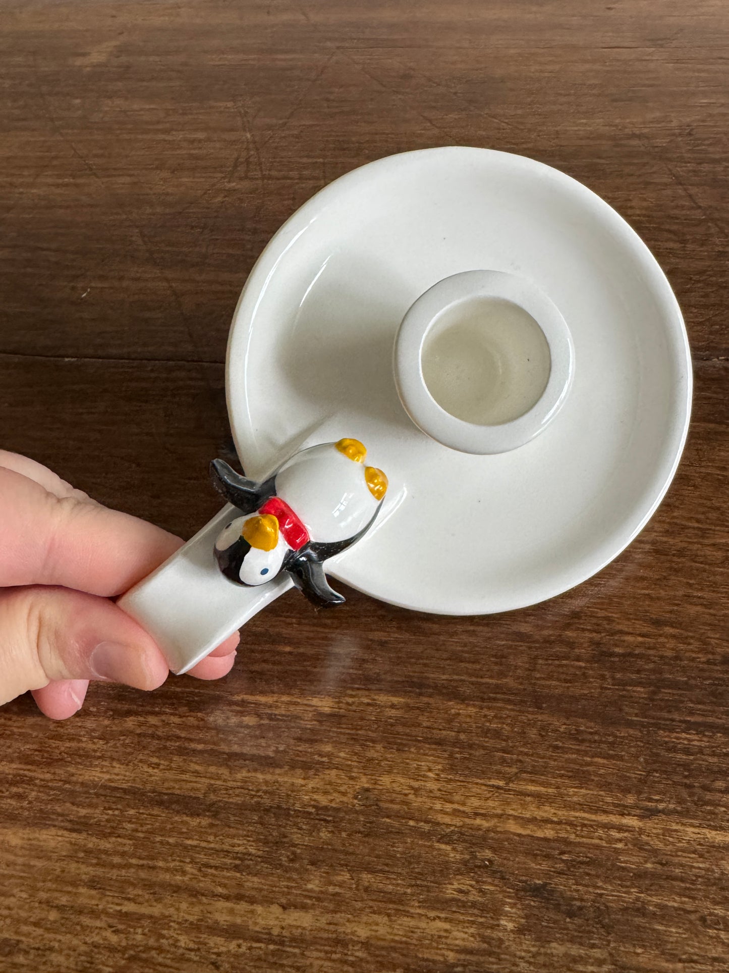 Pick One: Cheeky Holiday Penguin Candle Holders, Pair or Single Style - Made in Korea