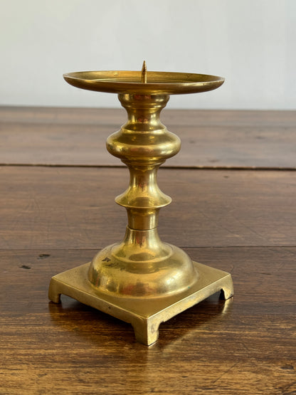 Vintage Brass Candle Pedestal Holder with Spike Platform