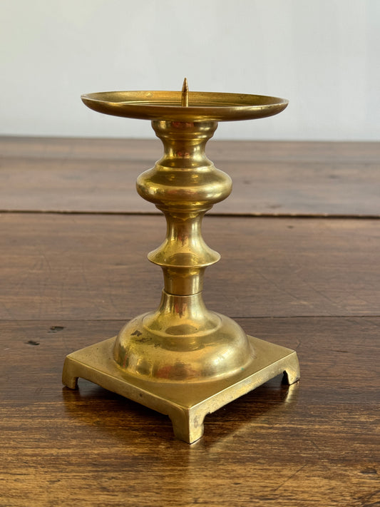 Vintage Brass Candle Pedestal Holder with Spike Platform