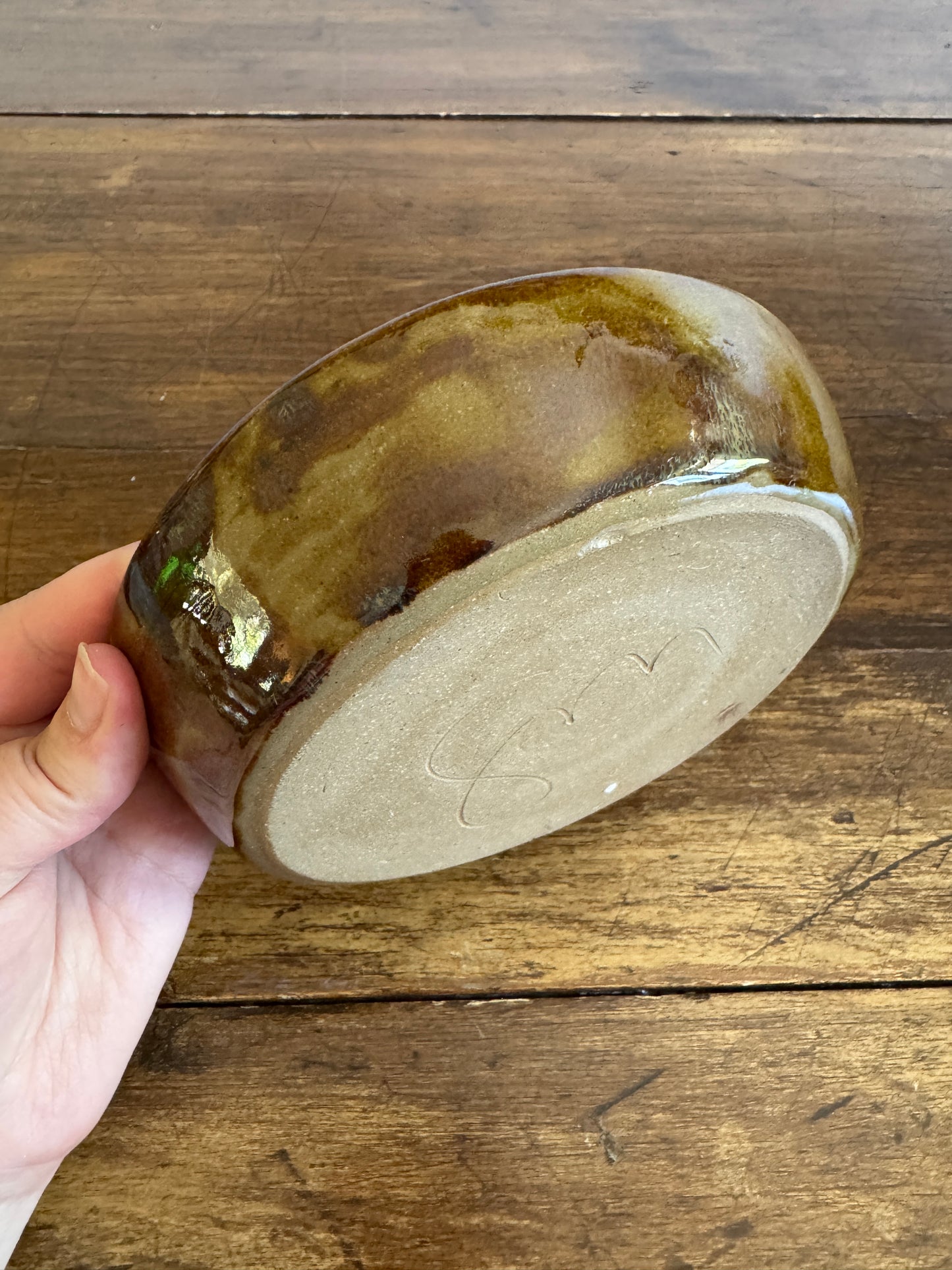 Hand Crafted Brown Shallow Pottery Bowl