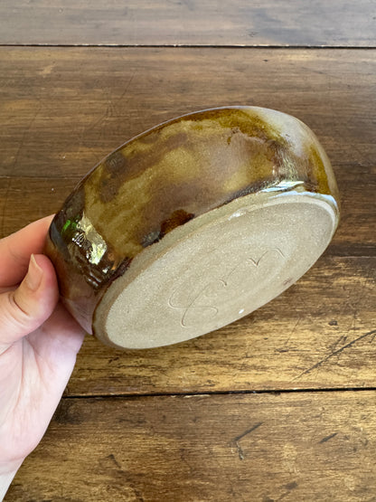 Hand Crafted Brown Shallow Pottery Bowl