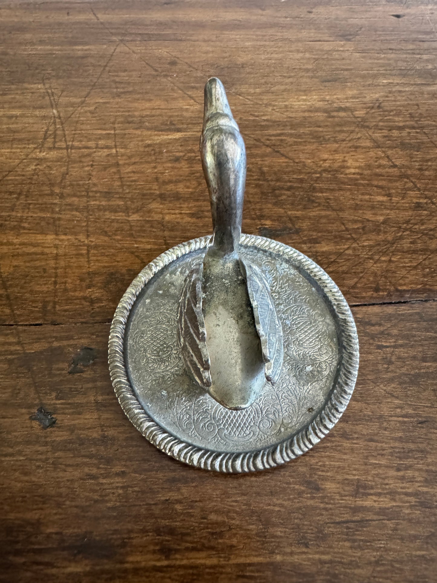 Vintage Silver Plated Swan Ring Holder - Made in Hong Kong