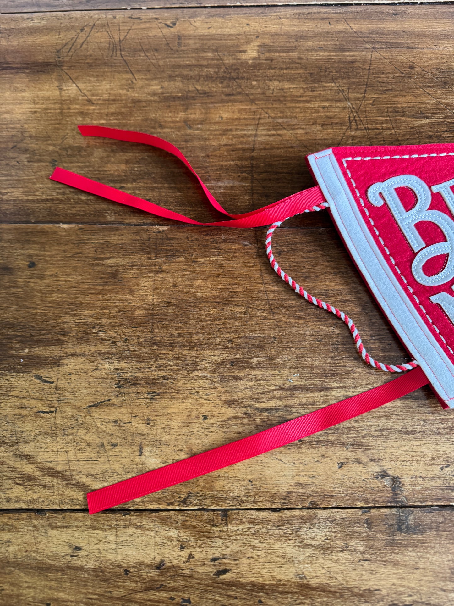 Better Not Pout Red and White Felt Fabric Christmas Banner
