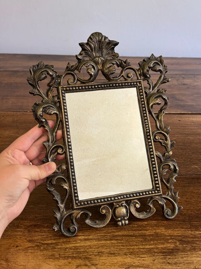 Heavy Cast Metal Ornate Mirror with Foxing