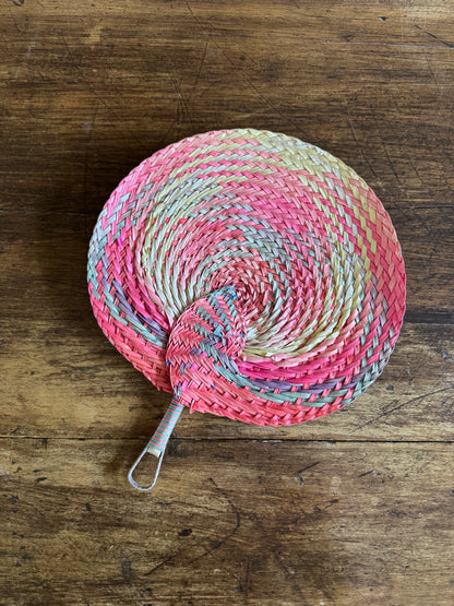 Vintage Colourful Woven Hand Fan Wall Decor - Handheld Boho Fan