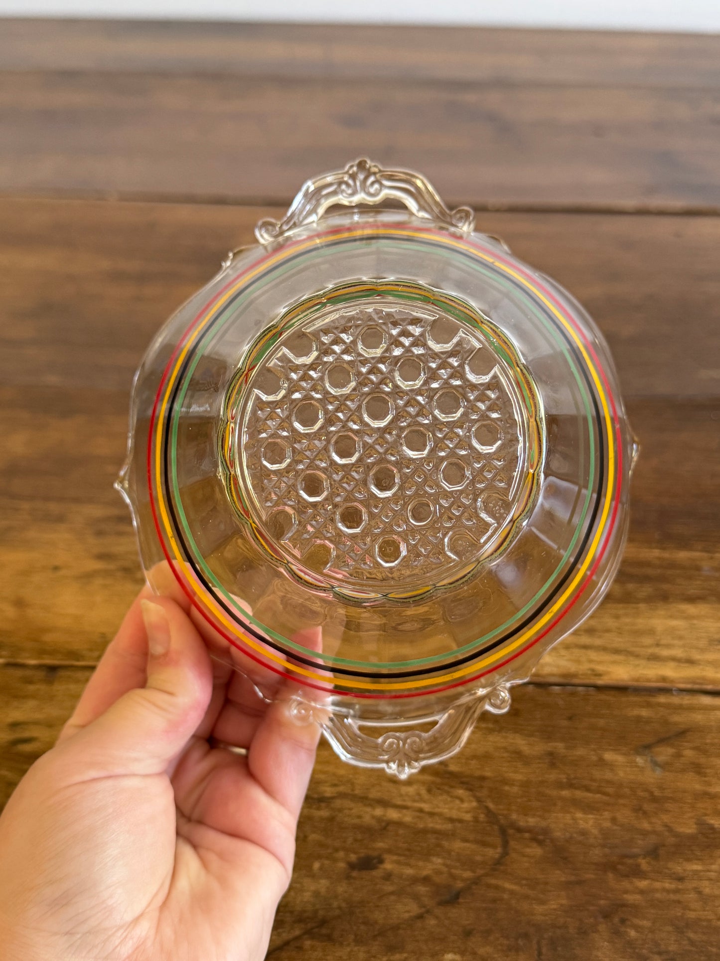 Vintage Clear Glass Striped Bowl - Anchor Hocking Banded Ring Bowl