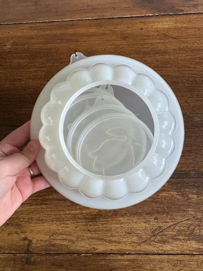 Vintage White Plastic Tupperware Jello Dome Mold with Toppers