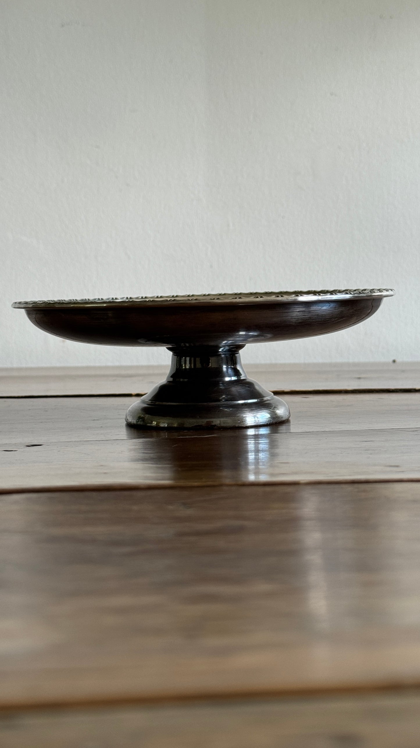 Raised Silver Plated Over Copper Bowl with Etched Detailing