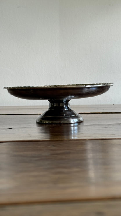 Raised Silver Plated Over Copper Bowl with Etched Detailing