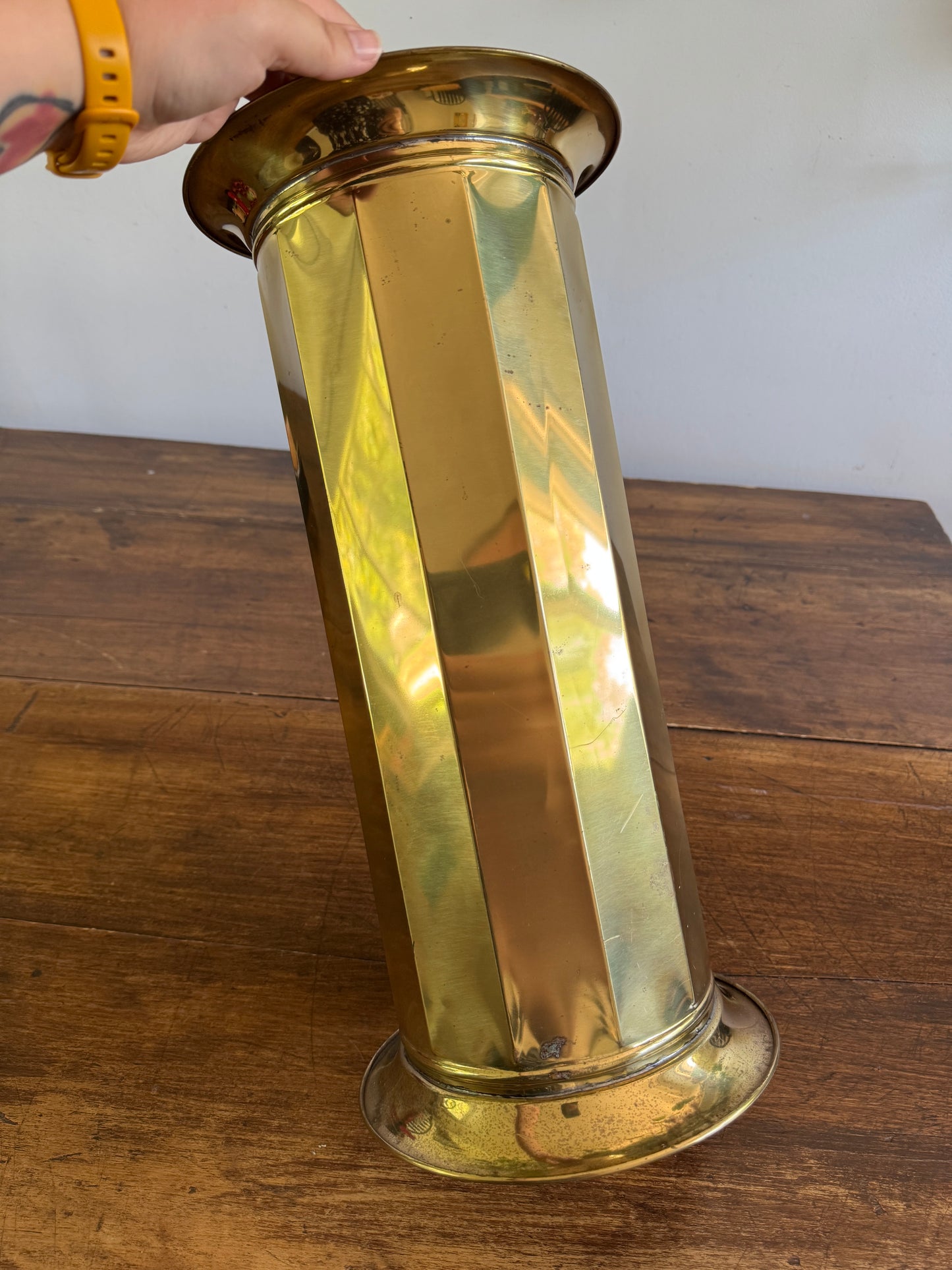 Vintage Lightweight Brass Umbrella Holder - Lombard England