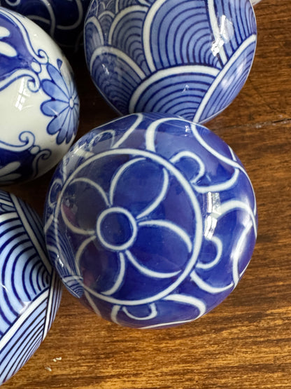 Blue and White Ceramic Decorative Bowl Fillers - Pottery Carpet Balls
