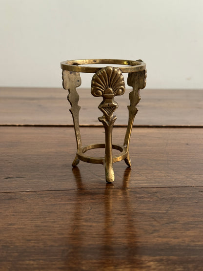 Small Brass Stand with Three Legs and Ornate Detailing