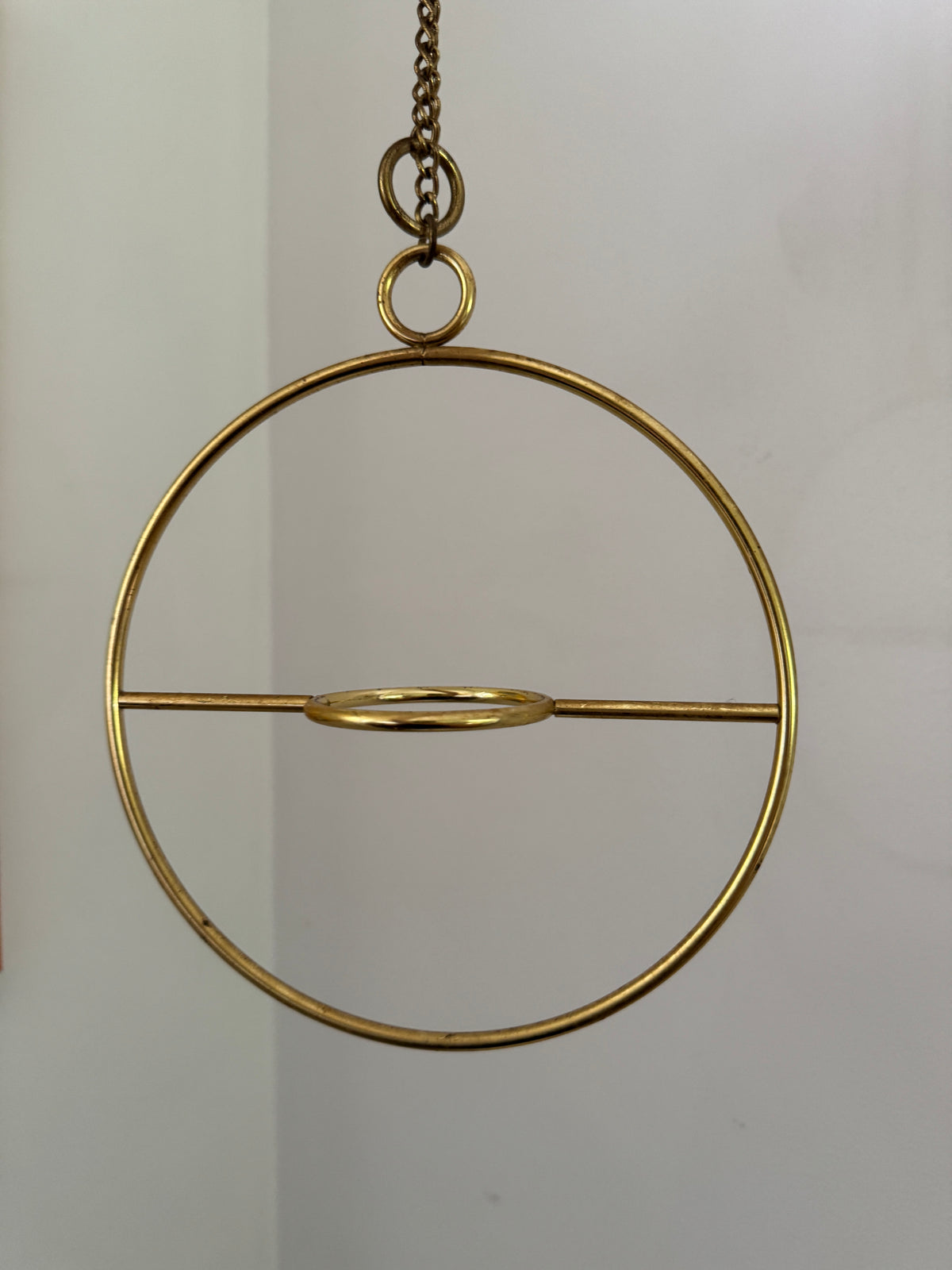 Vintage Small Hanging Brass Plated Holder - Candle Votive or Small Pot Holder