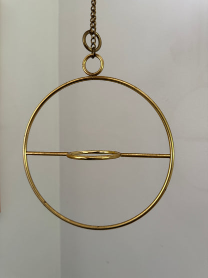 Vintage Small Hanging Brass Plated Holder - Candle Votive or Small Pot Holder