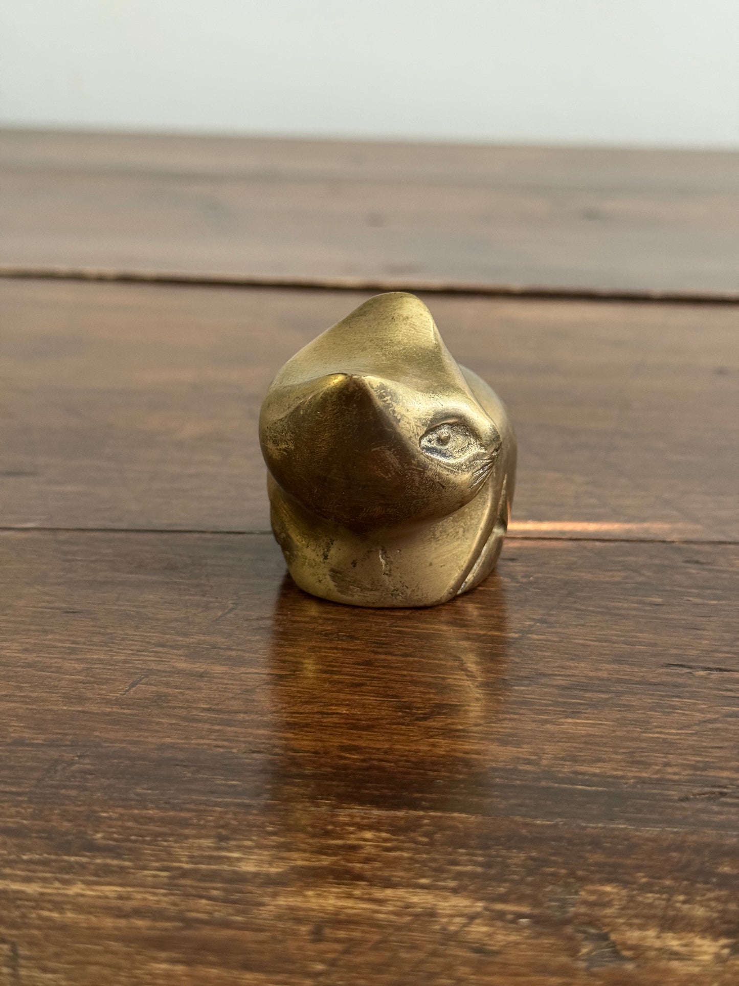 Chubby Brass Cat - Small Rounded Brass Cat Figurine