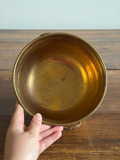 Vinage Brass Plant Pot with Ornate Feet and Handle Details - Made in India