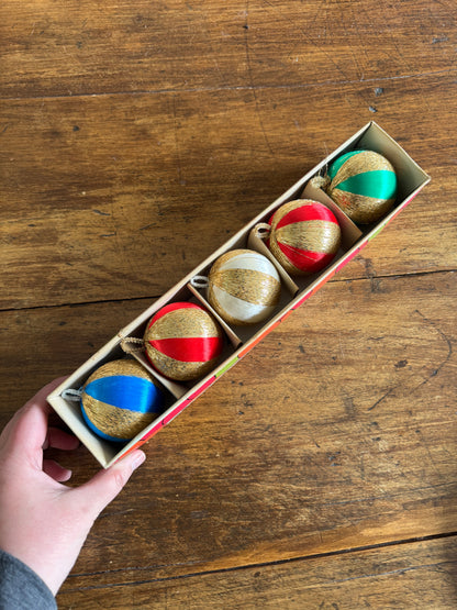 Vintage Japan String Ball Christmas Ornaments in Box