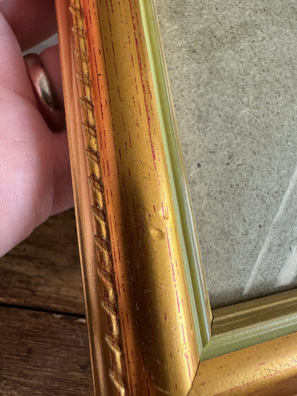 Small Gold Tone Frame with Light Green Edge Detailing 4x6 Photo