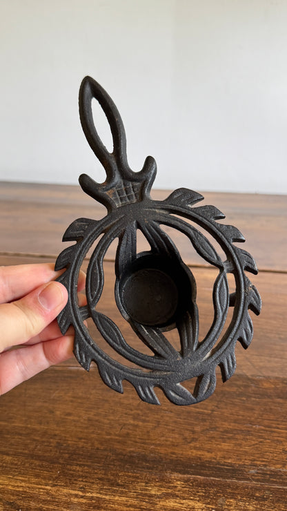 Vintage Cast Iron Trivet Warmer with Raised Feet and Tealight Candle Holder - Made in Japan