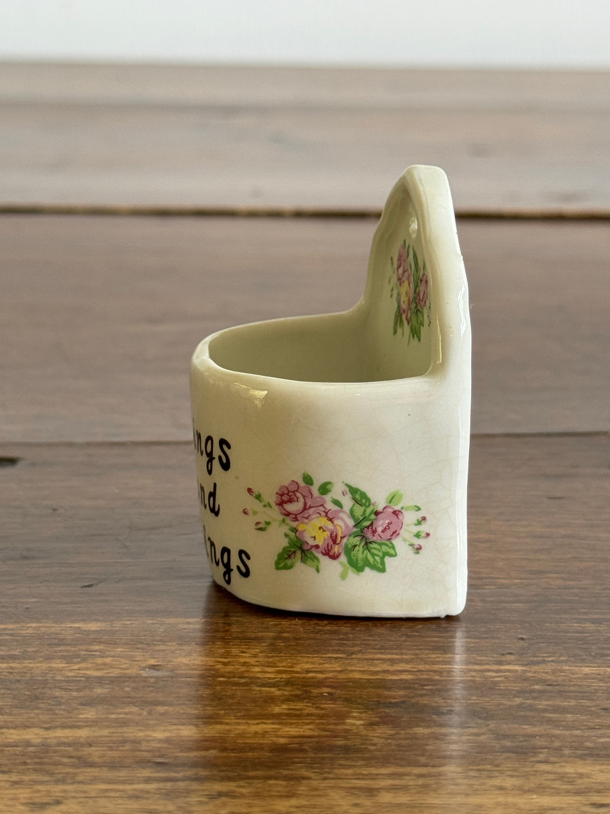 Vintage Rings and Things Ceramic Wall Pocket Jewelry Holder