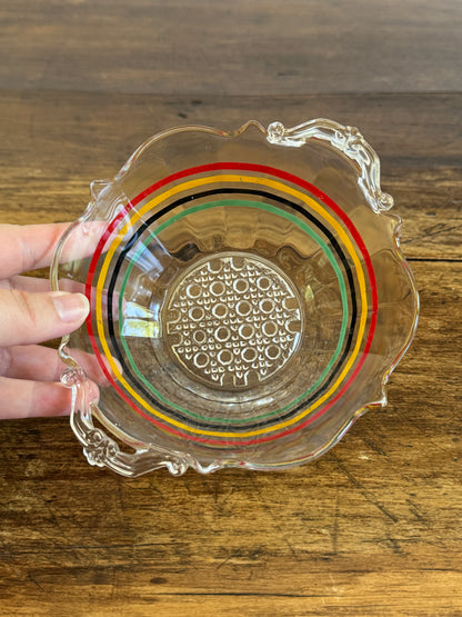 Vintage Clear Glass Striped Bowl - Anchor Hocking Banded Ring Bowl