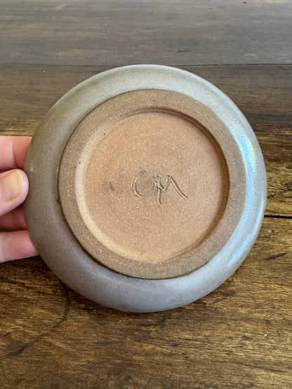 Small Brown and Orange Pottery Ring Dish
