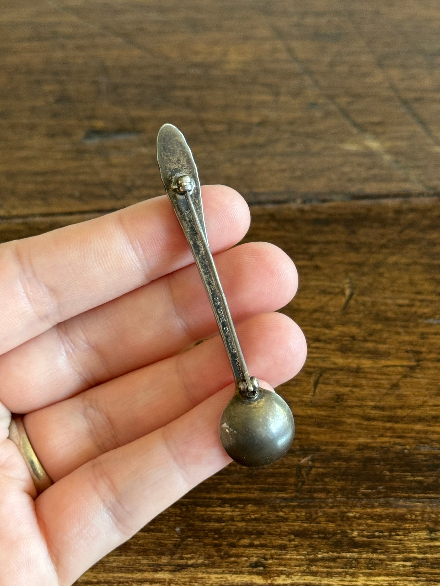 Miniature Gorham Sterling Silver Spoon Pin Brooch with Engraving