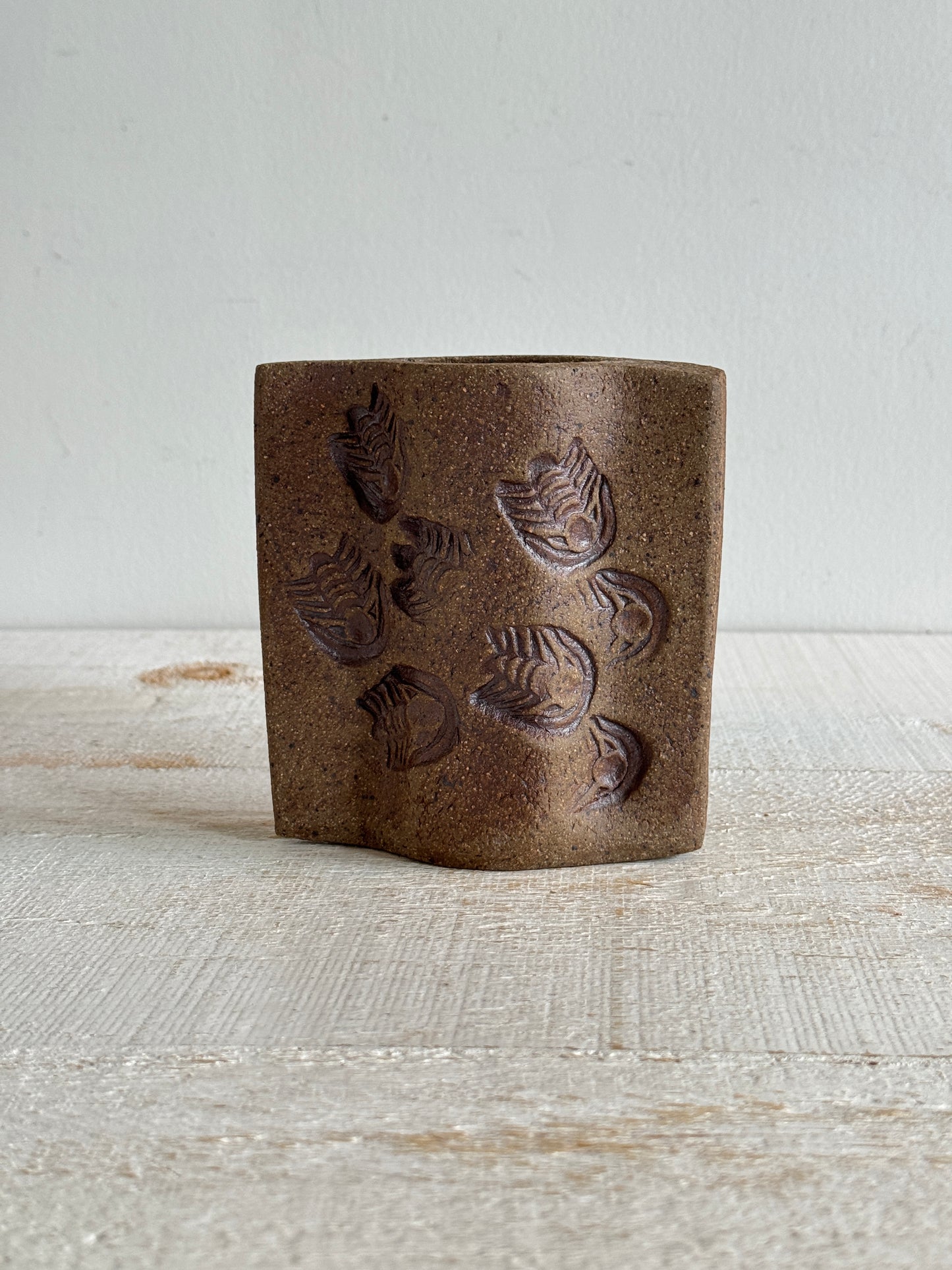 Pottery Faux Fossil Vase - Stoneware Pottery Vase