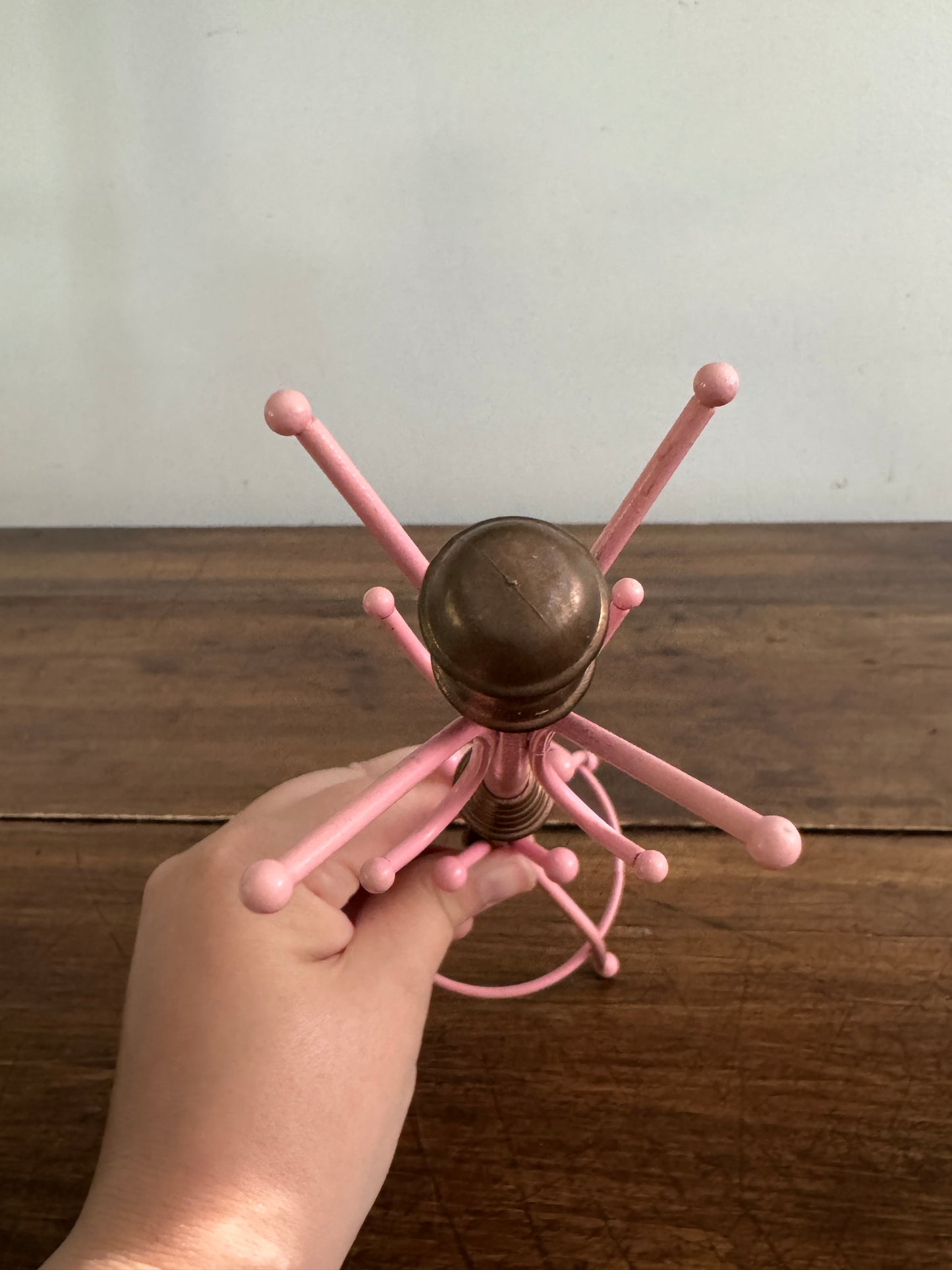 Pink and Brass Jewlery Hook Stand - Coat Hook Miniature For Jewelry