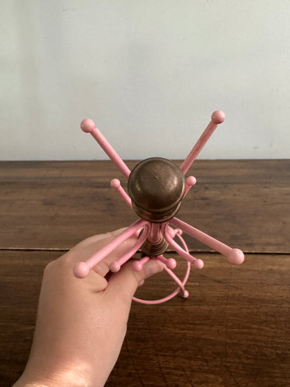 Pink and Brass Jewlery Hook Stand - Coat Hook Miniature For Jewelry