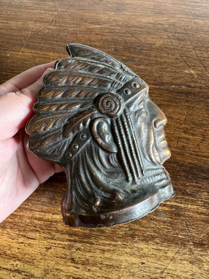 Vintage Chief Coin Bank with Niagara Falls Badge on Forehead