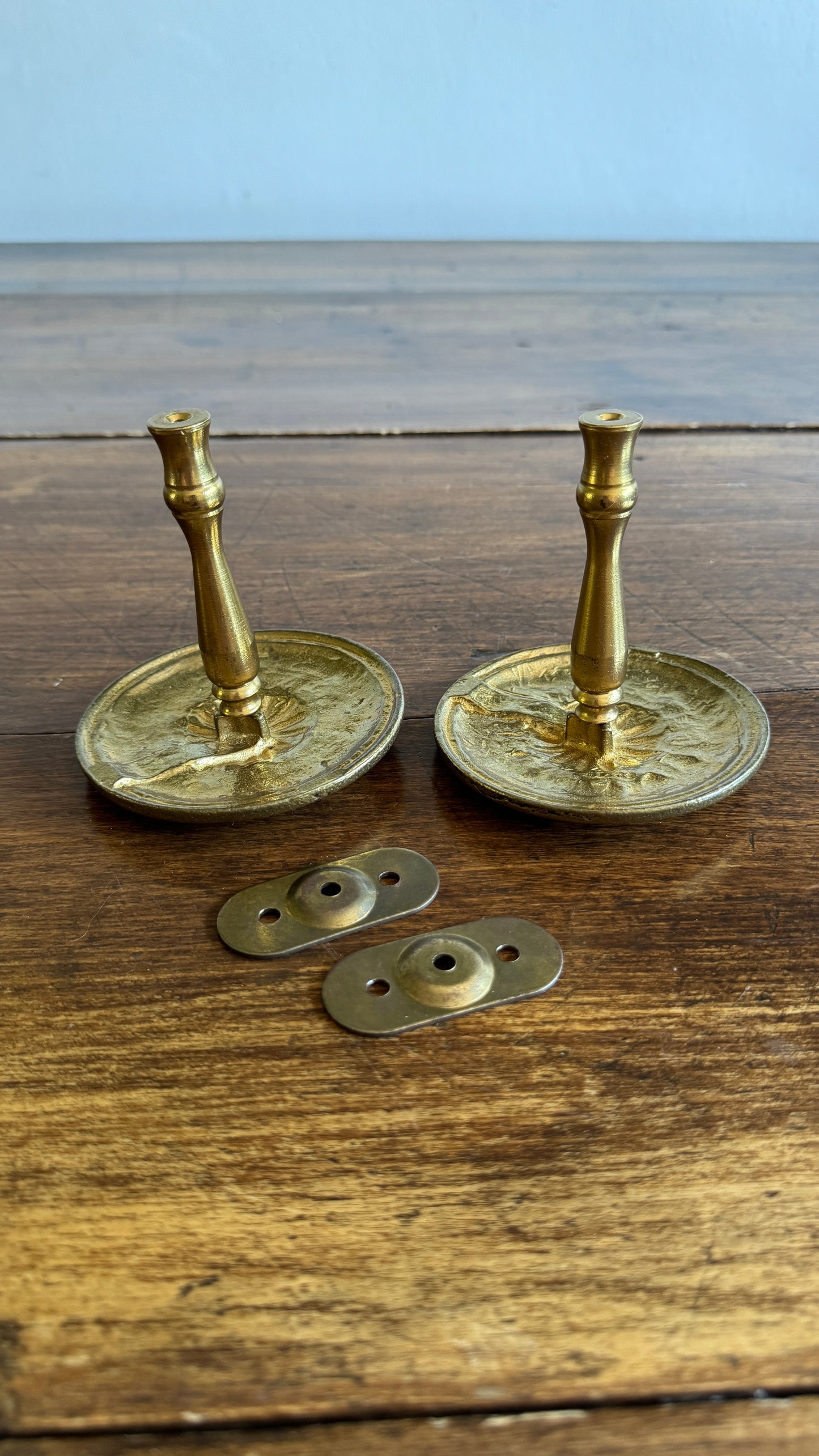 Vintage Pair of Brass Curtain Holders - Wall Mounted Curtain Stays