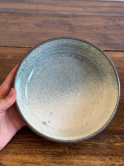 Vintage Blue and White Speckled Pottery Bowl