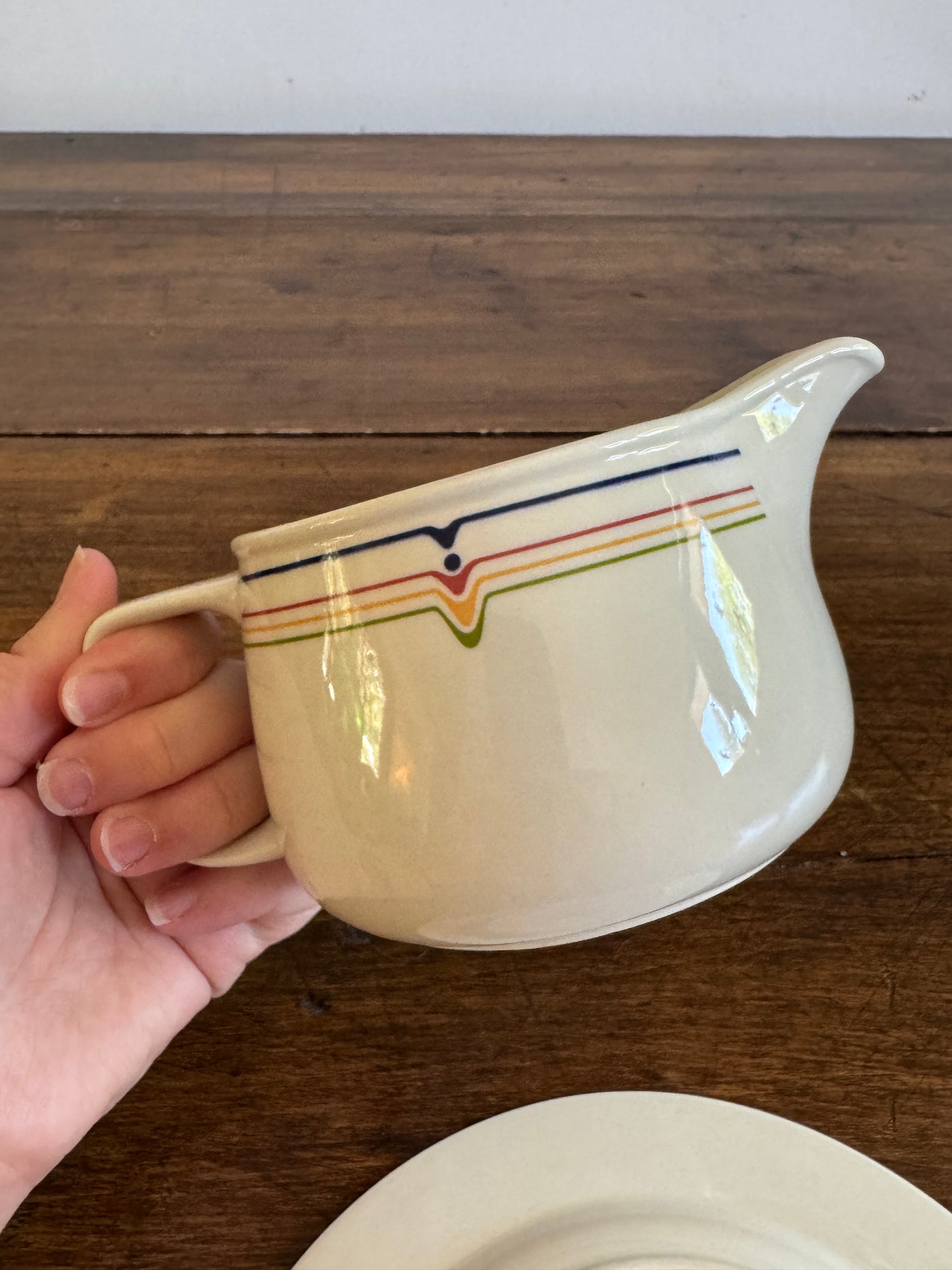 Vintage "Jazz" Micratex Cookware Gravy Boat and Plate by Adams - Made in England