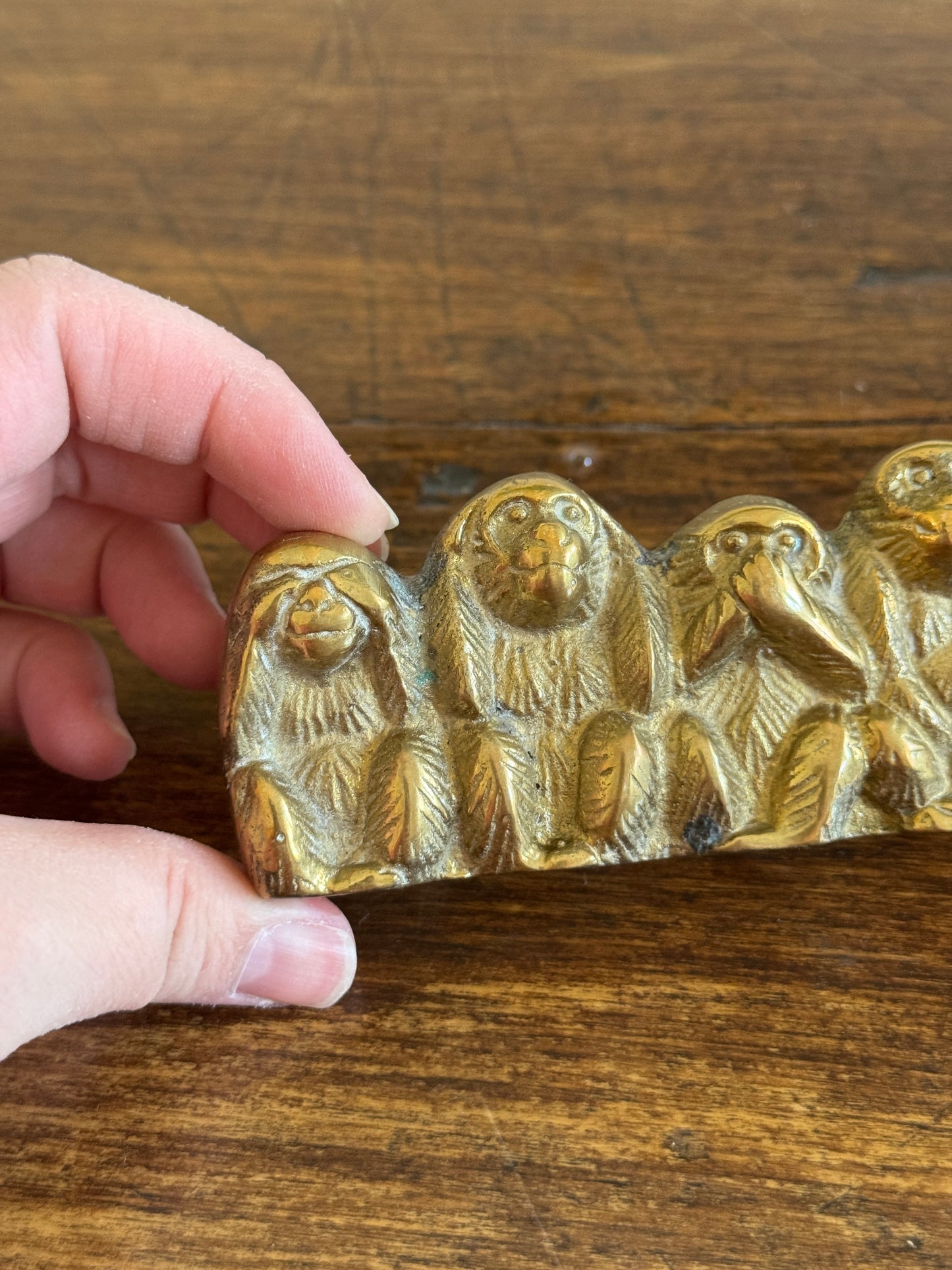 Vintage Brass Wise Monkey Figurine - See, Hear, Speak and Do No Evil Monkeys