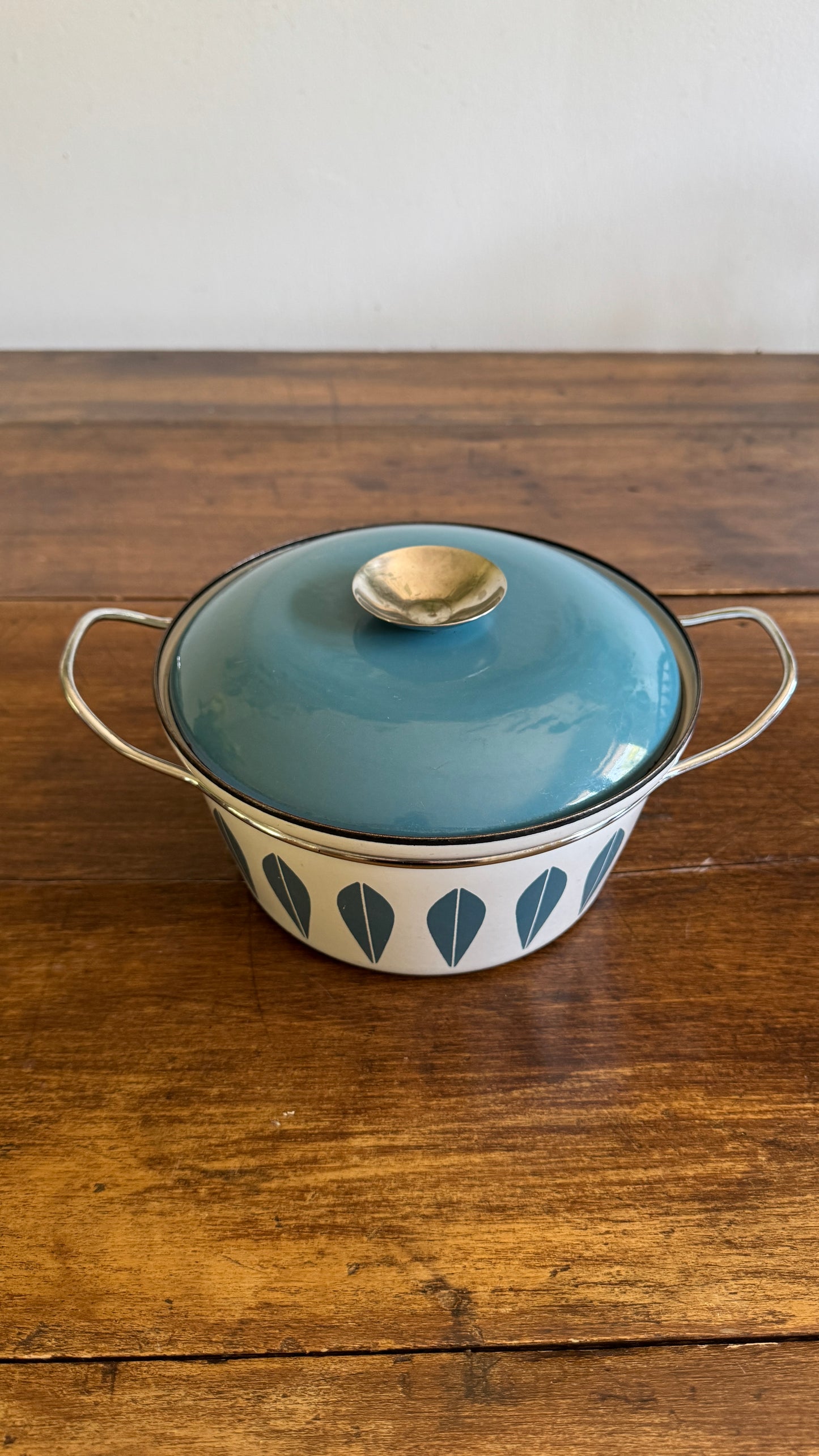 Vintage CathrineHolm Blue and White Mid Century Enamel Pot - Made in Norway