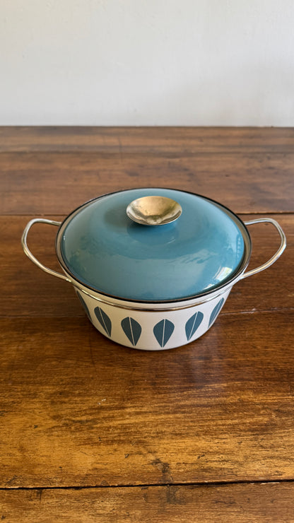Vintage CathrineHolm Blue and White Mid Century Enamel Pot - Made in Norway