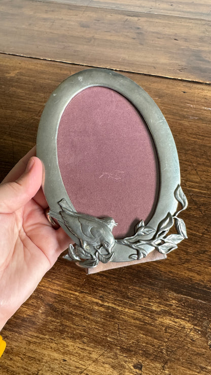Vintage Seagull Pewter Oval Shaped Bird Photo Frame