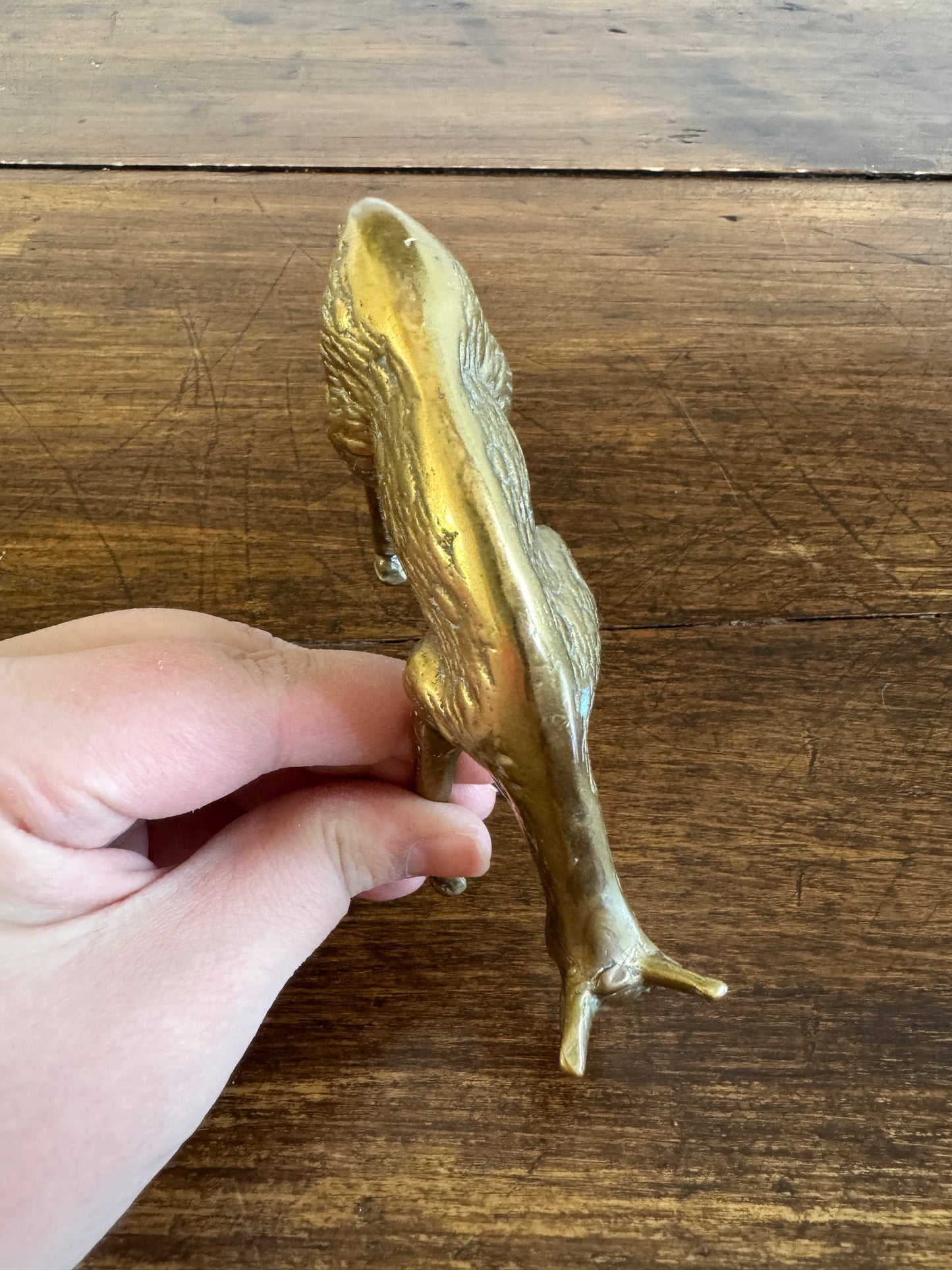Pair of Vintage Brass Deer Figurines - Grazing Brass Deer