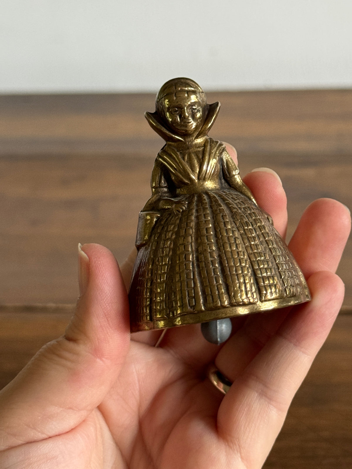 Vintage Brass Lady Bell with Full Dress - Made in England