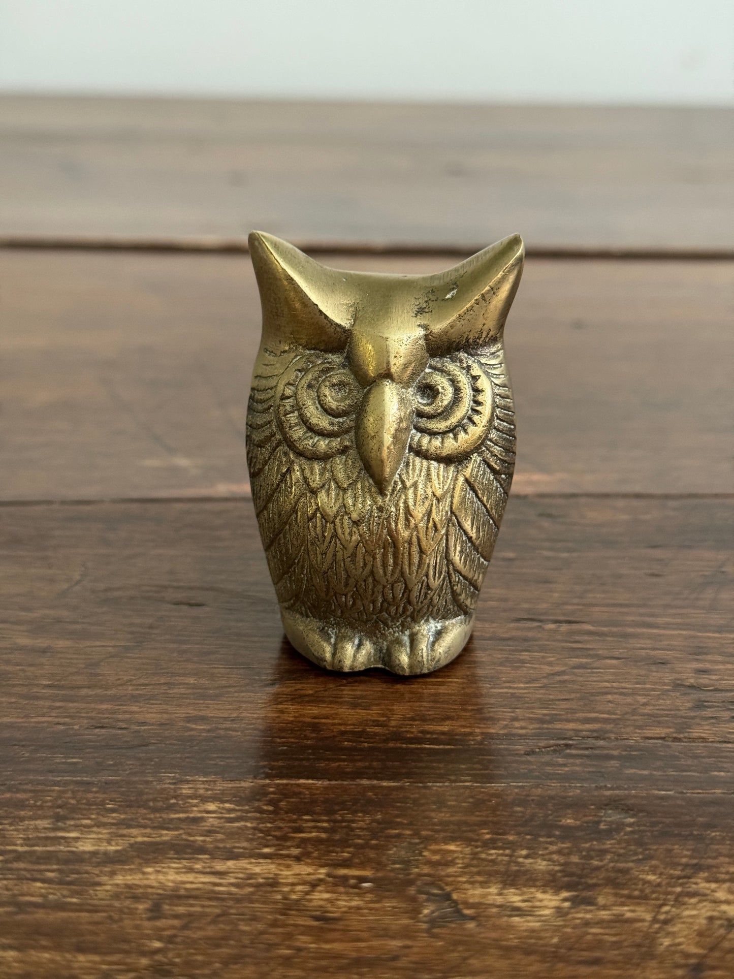 Chubby Brass Owl - Small Rounded Brass Owl Figurine