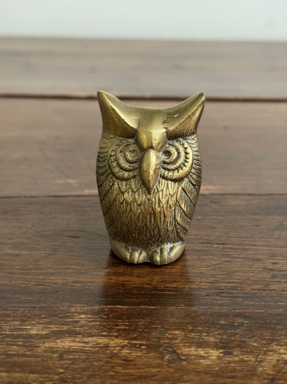 Chubby Brass Owl - Small Rounded Brass Owl Figurine