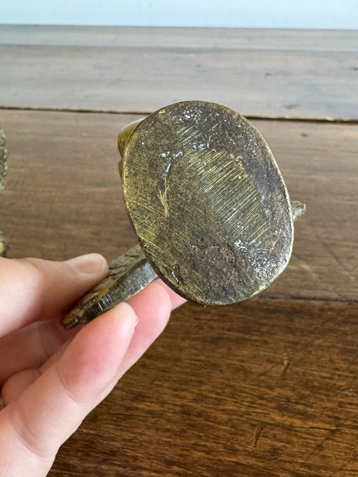 Vintage Pair of Brass Peacocks with Opened Fan Tail Feathers