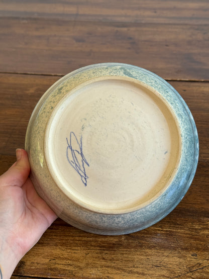 Vintage Blue and White Speckled Pottery Bowl