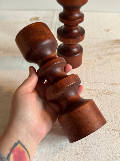 Vintage Turned Wood Candlestick Holders by Baribocraft Canada