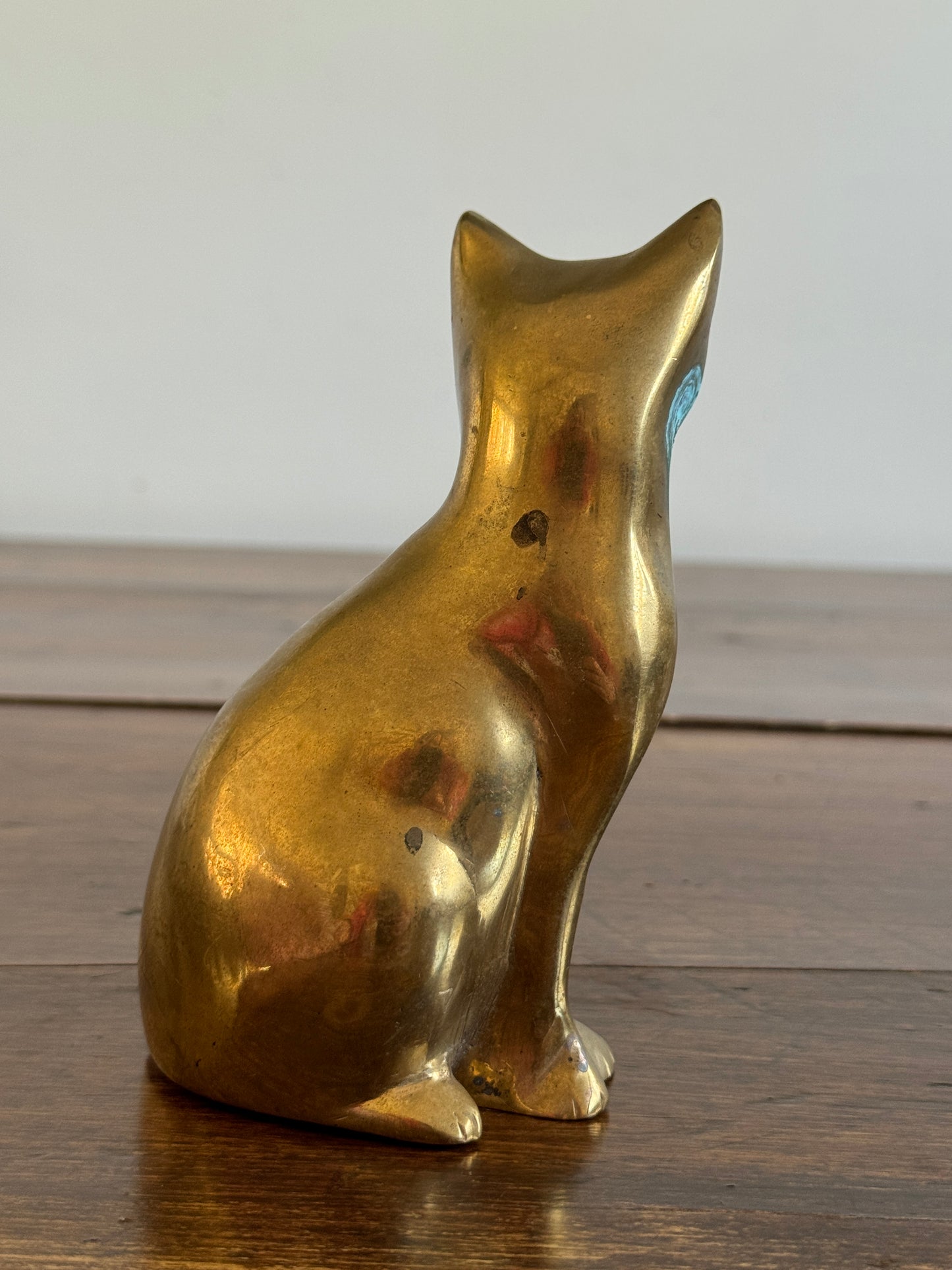 Vintage Brass Sitting Cat Statue Figurine